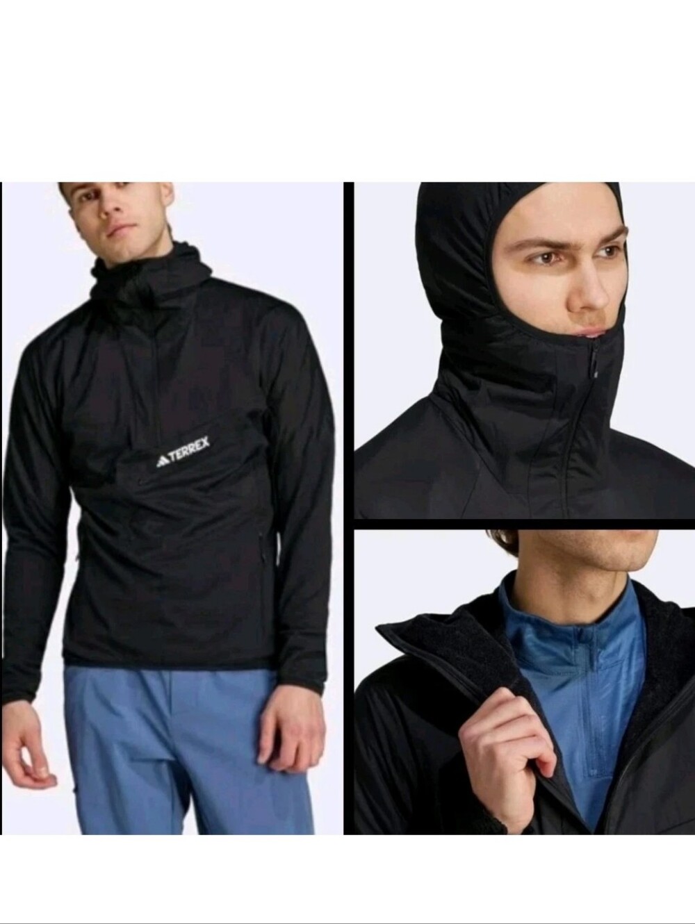 Adidas Men's TERREX Techrock Ultralight 1/2-Zip Hooded Fleece Jacket! Size M